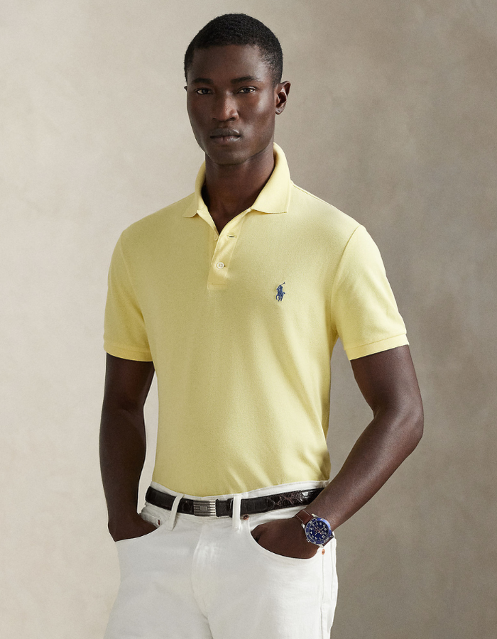 Custom Slim Fit Stretch Mesh Polo Shirt in Wicket Yellow