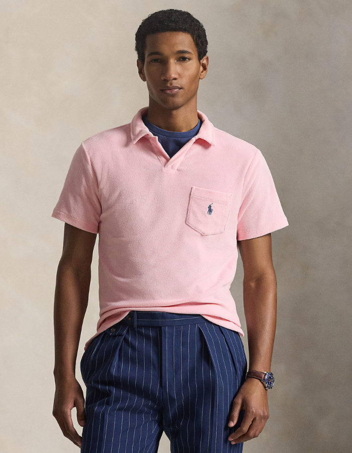 Terry Polo Shirt in Garden Pink