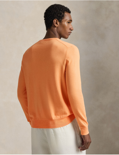 Slim Fit Textured Cotton Sweater in Poppy