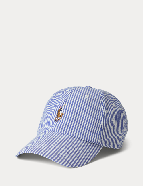 seersucker ball cap in cruise royal seersucker