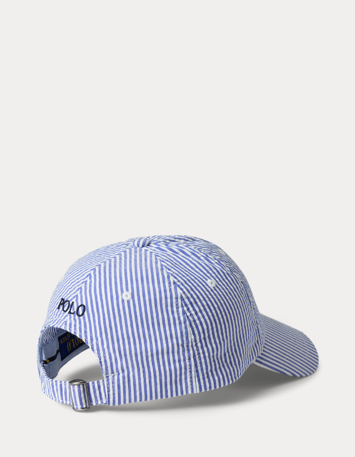 seersucker ball cap in cruise royal seersucker