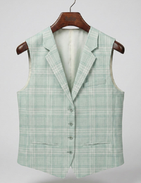 Modern fit driedelig kostuum in luxe wol mintkleur