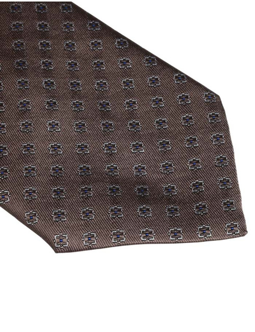 Zijde stropdas in bruin met verfijnd patroon