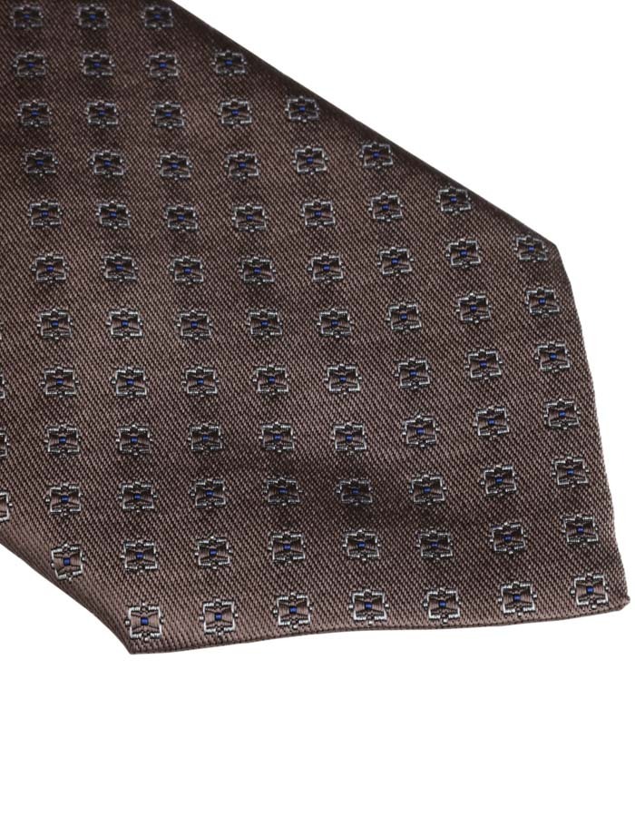Zijde stropdas in bruin met verfijnd patroon