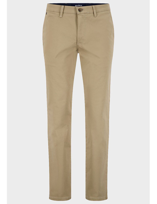 Modern fit satijnen chino met comfort stretch in beige BENITO