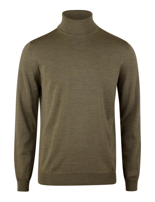 Luxe Baruffa-merinowollen coltrui in groen