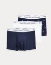 Driepack stretchkatoenen boxershorts in navy en wit