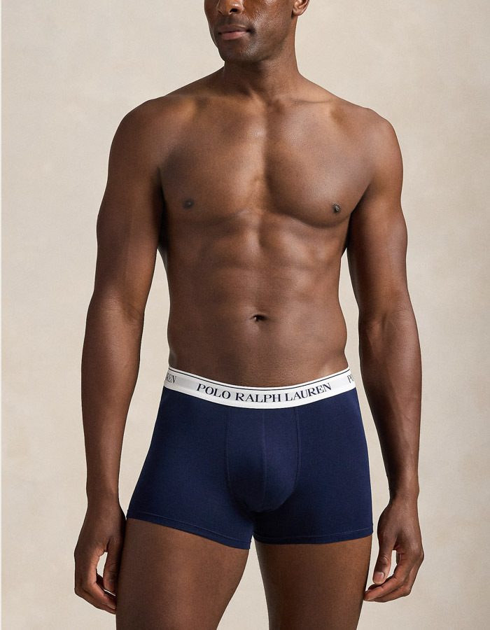 Driepack stretchkatoenen boxershorts in navy en wit