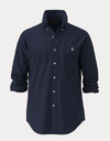 slim fit linen shirt in newport navy with white pony