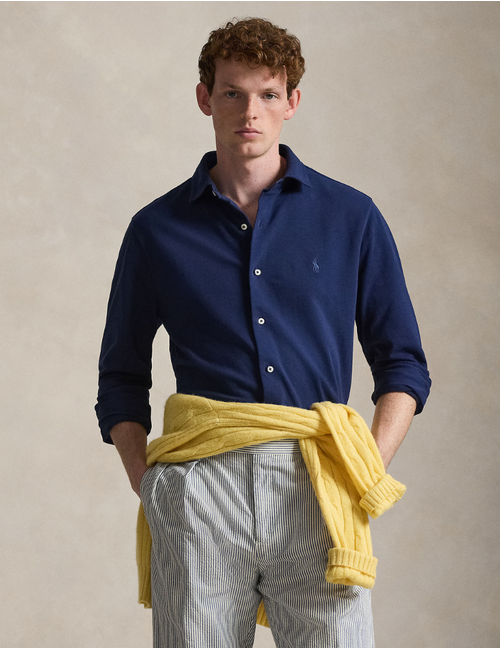 featherweight mesh shirt in dark cobalt