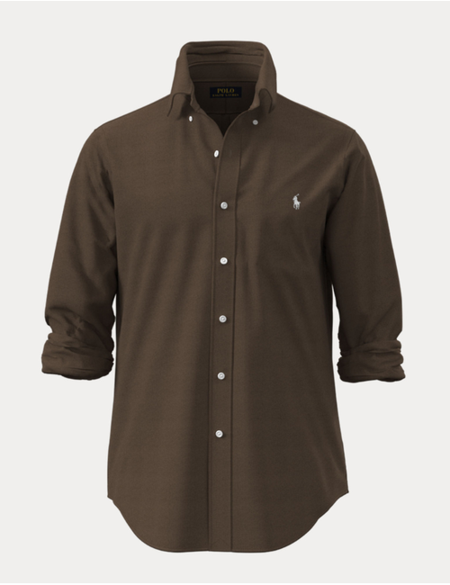 custom fit linen shirt in chestnut