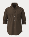 custom fit linen shirt in chestnut