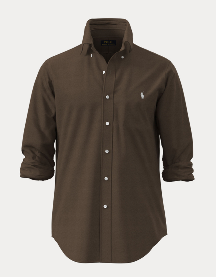 custom fit linen shirt in chestnut