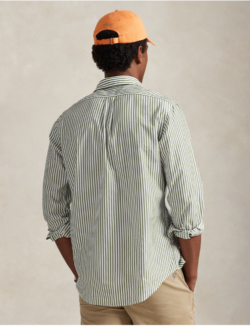 custom fit striped broadcloth shirt in white garden trail