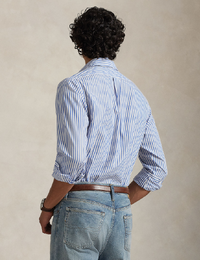 custom fit striped broadcloth shirt in white blue