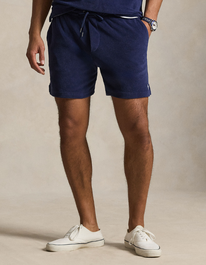 6 inch terry drawstring short in newport navy