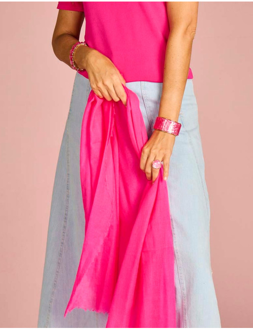 Fuchsia Wollen Sjaal met Franjes