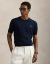 cotton crewneck short sleeve sweater in hunter navy