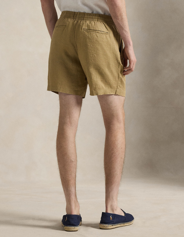 6 inch polo prepster linen short in cafe tan