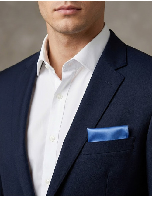 Luxe zijden pochet in blauw