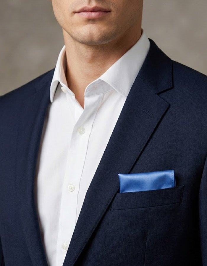 Luxe zijden pochet in blauw