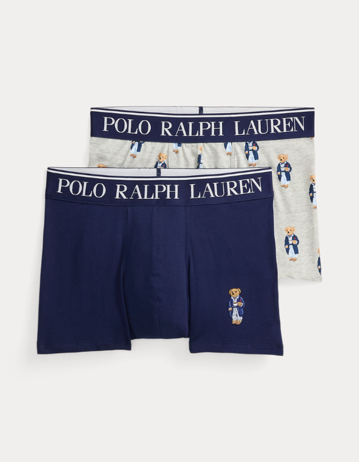 stretch cotton trunk 2 pack in gb navy taylor heather