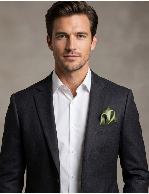 Luxe zijden pochet in olijfgroen