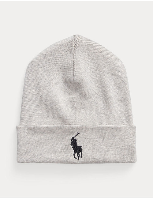 Luxe zachte beanie van gekamd katoen in lichtgrijs