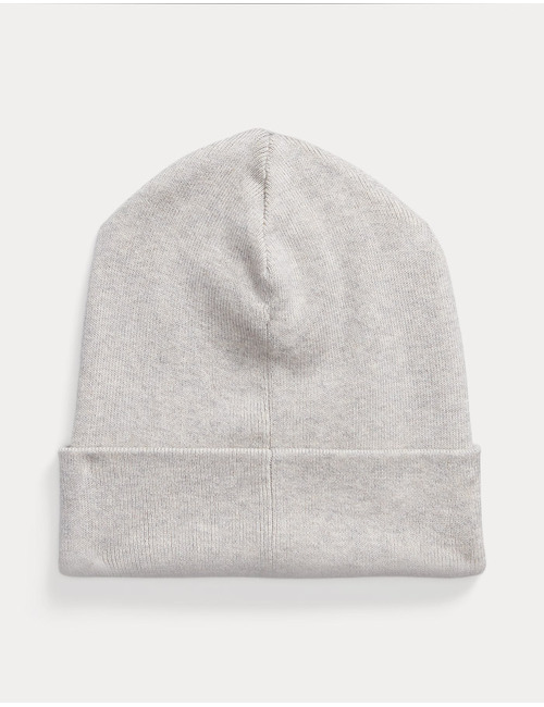 Luxe zachte beanie van gekamd katoen in lichtgrijs
