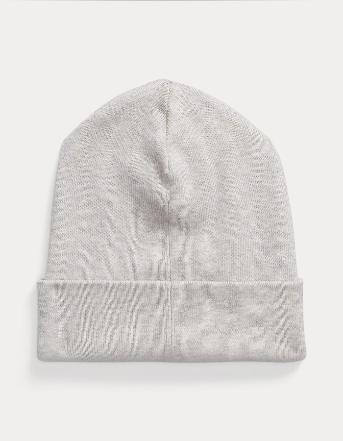 Luxe zachte beanie van gekamd katoen in lichtgrijs