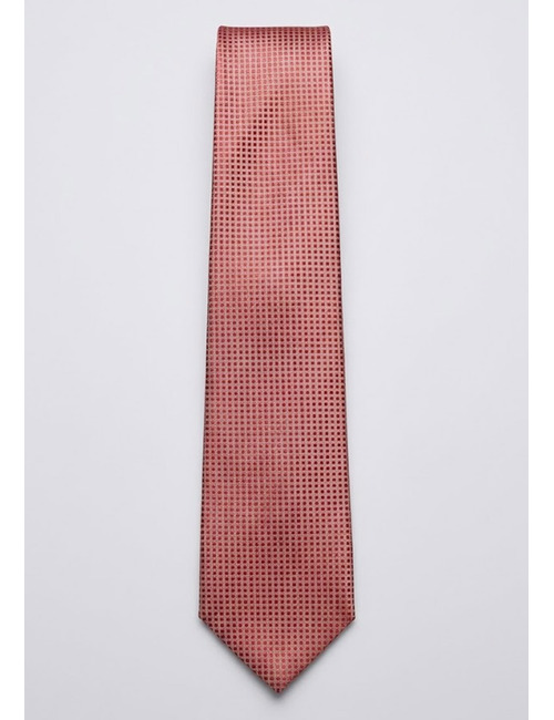 Luxe zijden das met verfijnd dessin in zalmroze