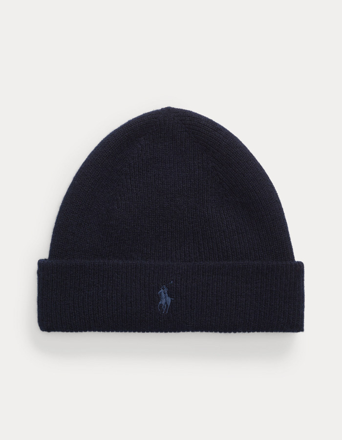 Luxe wasbare kasjmier beanie in hunter navy