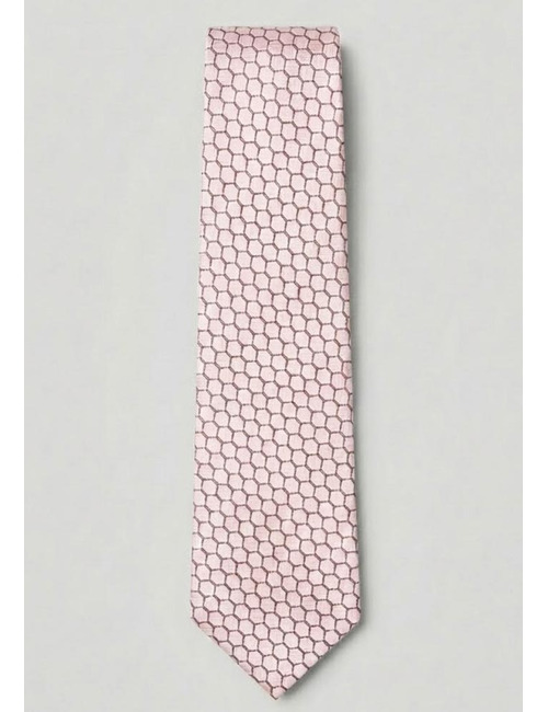 Luxe zijden das met geometrisch dessin in lichtroze