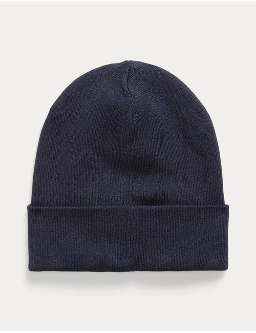 Gekamde katoenen beanie met geborduurd logo in navy heather