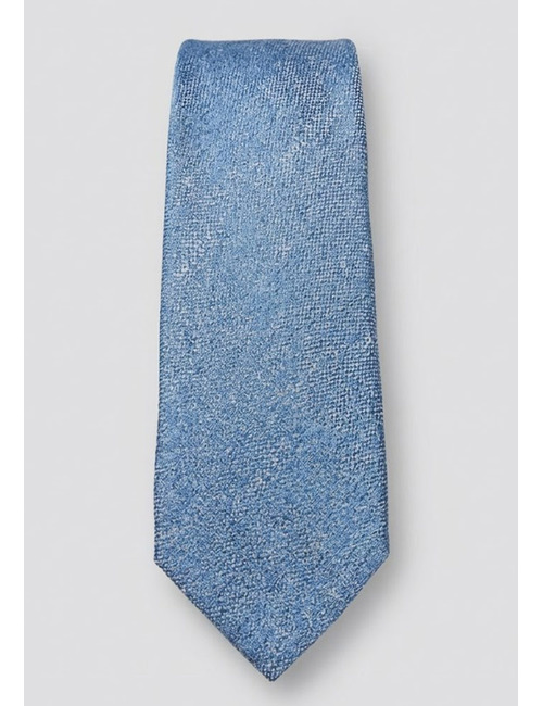 Luxe zijden das met gemêleerde structuur in denimblauw