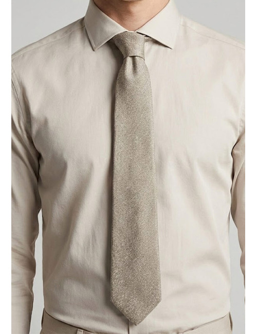 Luxe zijden das met subtiele structuur in champagnebeige