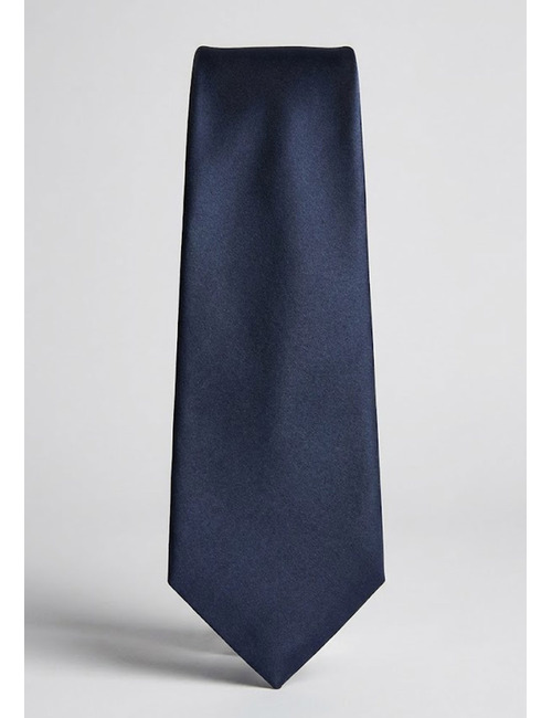 Luxe effen zijden das in donkerblauw