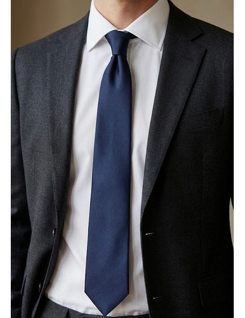 Luxe effen zijden das in donkerblauw