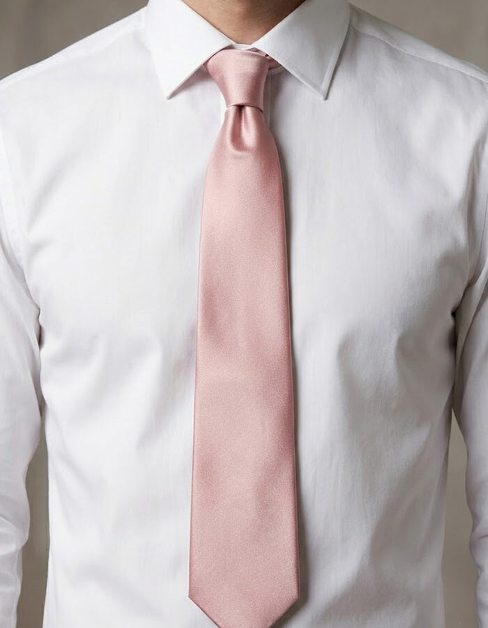 Luxe effen zijden das in zachtroze