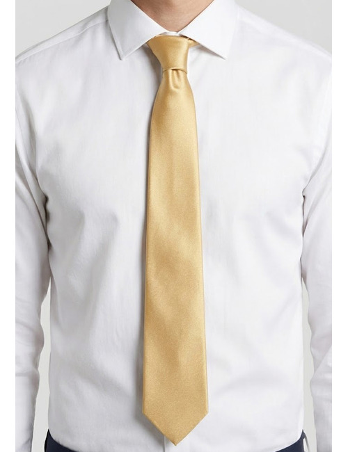 Luxe effen zijden das in goudgeel