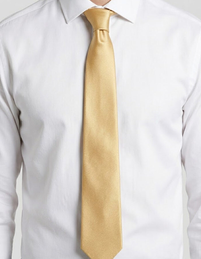 Luxe effen zijden das in goudgeel