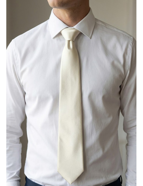 Luxe effen zijden das in ivoorwit
