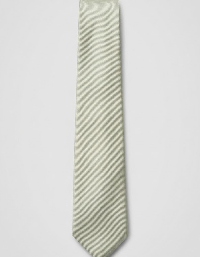 Luxe effen zijden das met fijne keperstructuur in lichtgroen