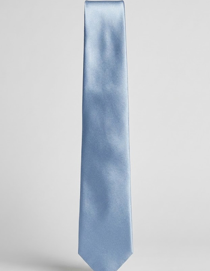 Luxe effen zijden das in lichtblauw