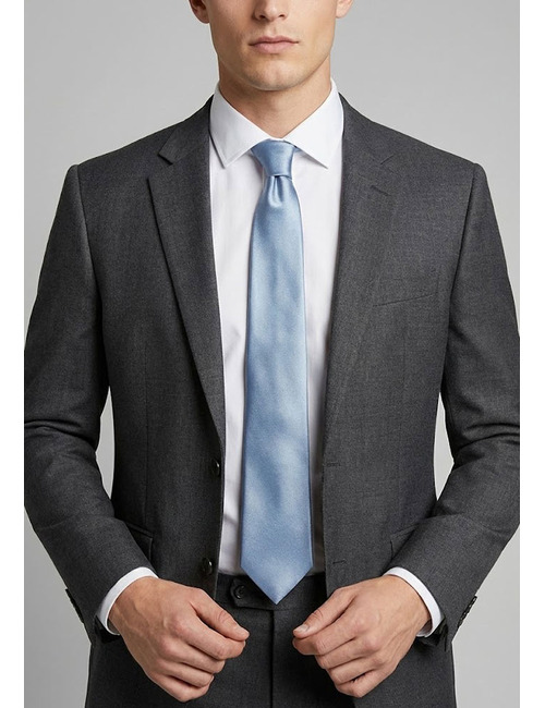 Luxe effen zijden das in lichtblauw