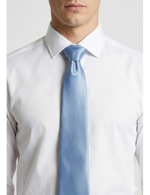 Luxe effen zijden das in lichtblauw