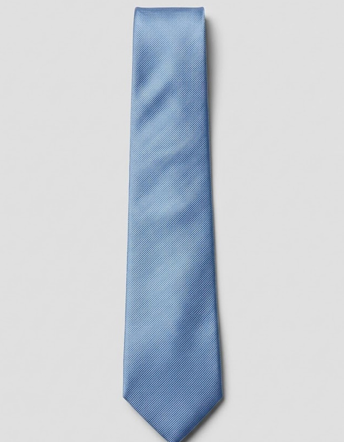 Luxe zijden das met fijne structuur in lichtblauw