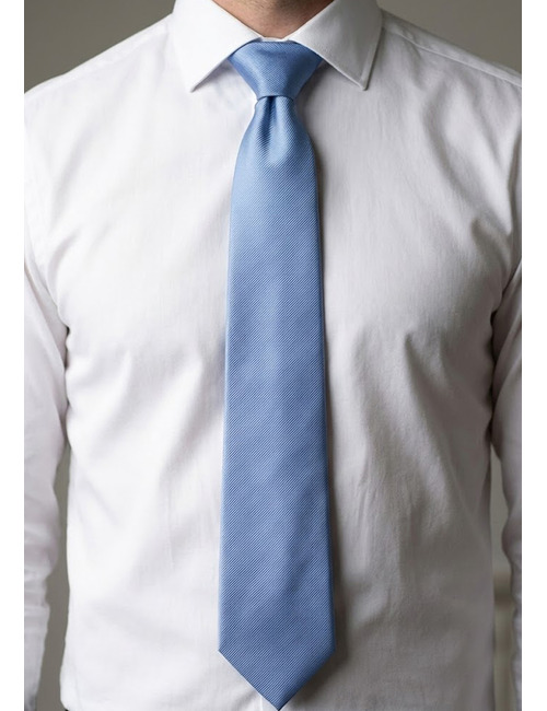 Luxe zijden das met fijne structuur in lichtblauw