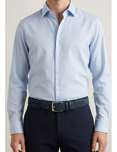 Donkerblauwe suède riem met matte gesp