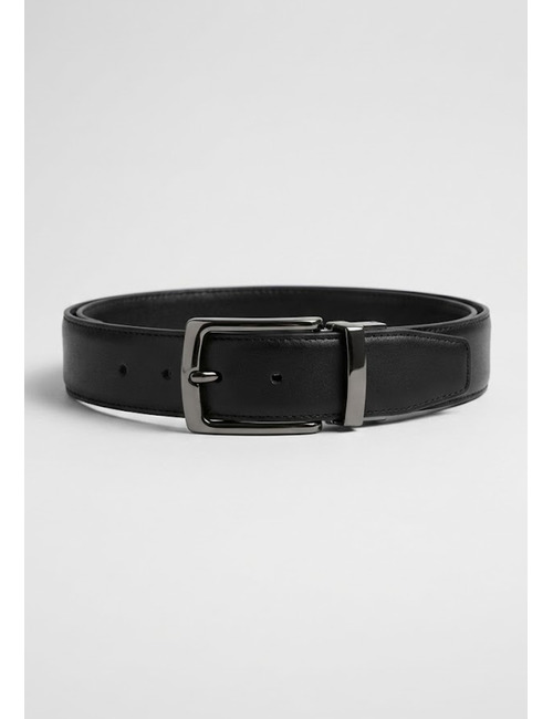 Zwarte lederen riem met metalen gesp